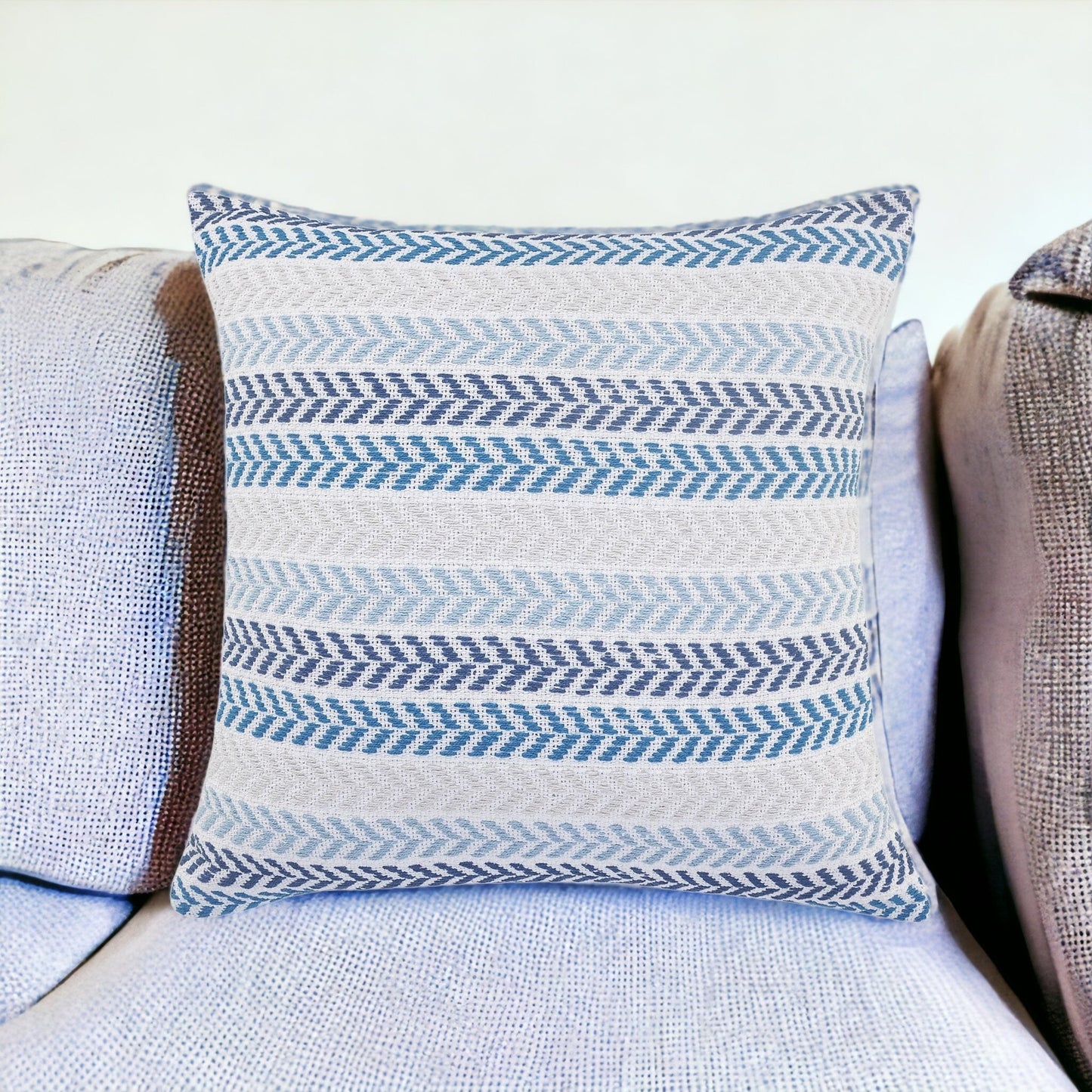 Blue Beach Chevron Cotton Pillow