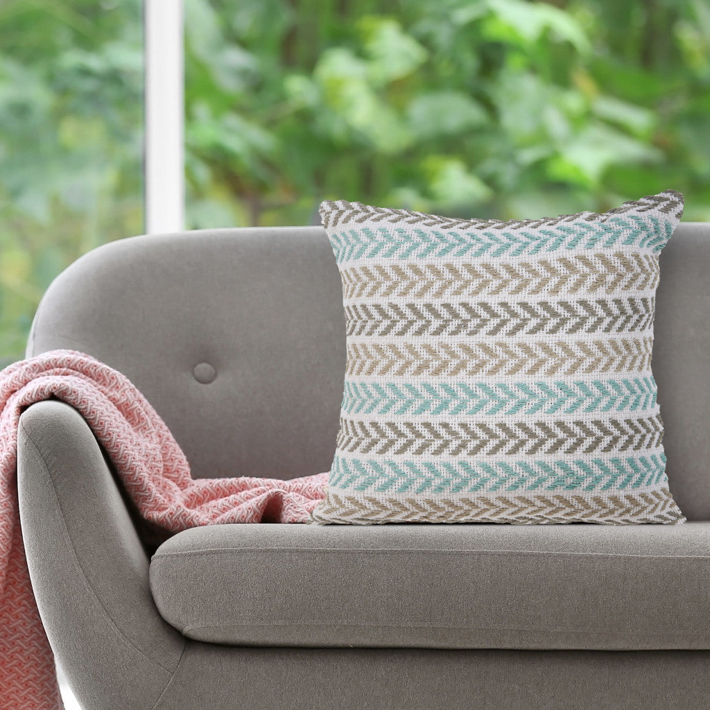 Blue Beach Chevron Cotton Pillow