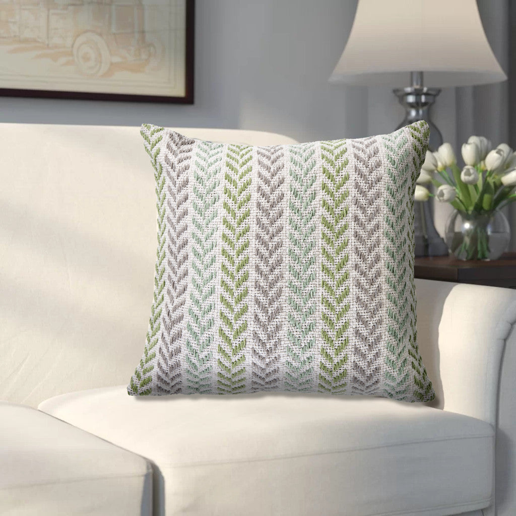Green Beach Chevron Cotton Pillow