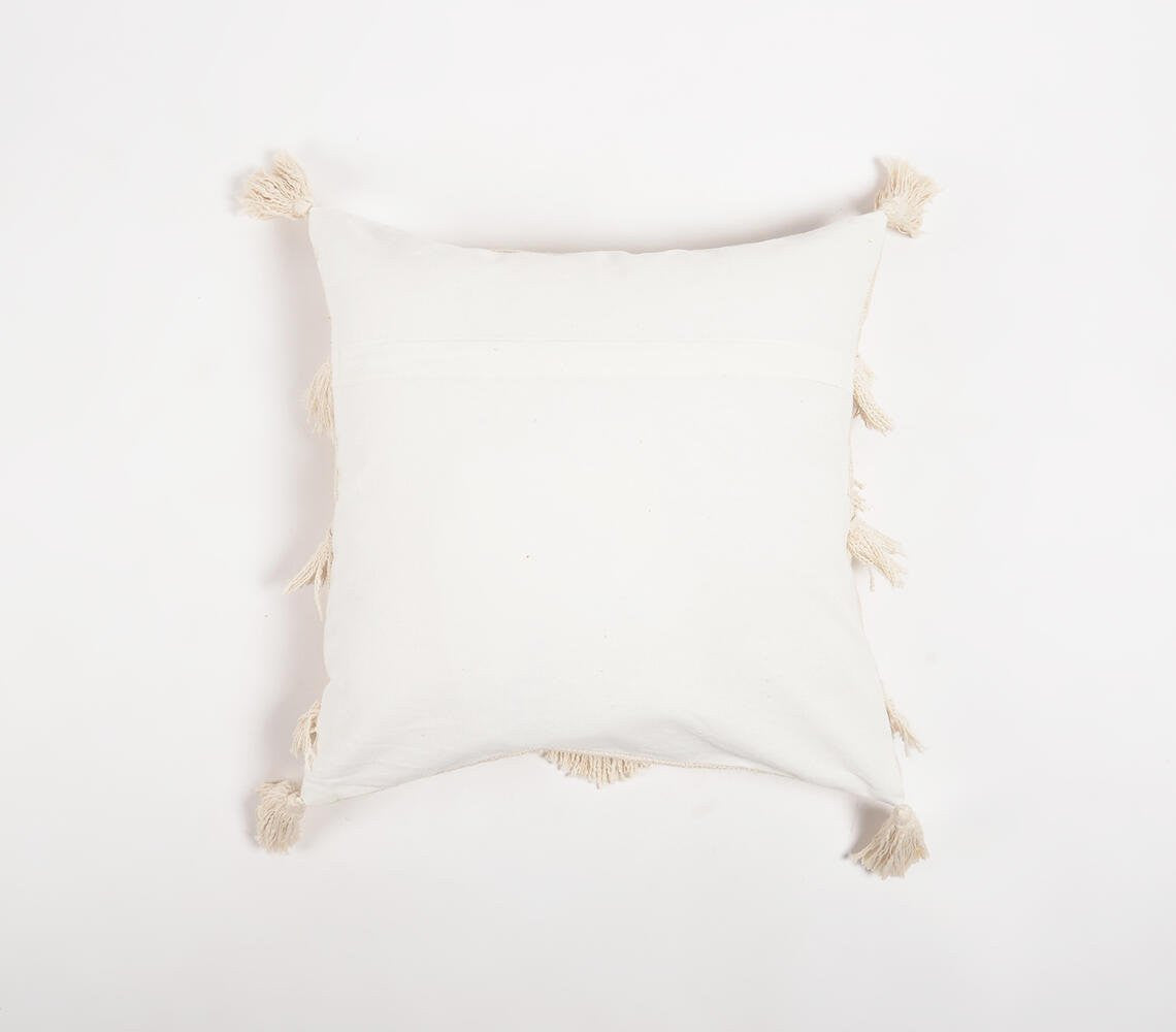 Off White Chevron Cotton (Cover Only) w/ Fringe & Tassels