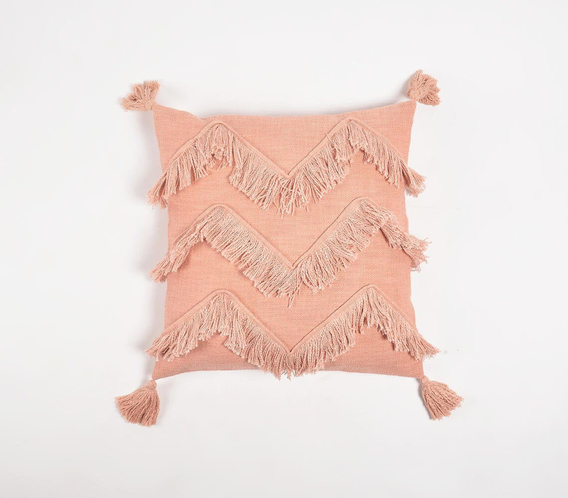 Pink Chevron Cotton (Cover Only) w/ Fringe & Tassels