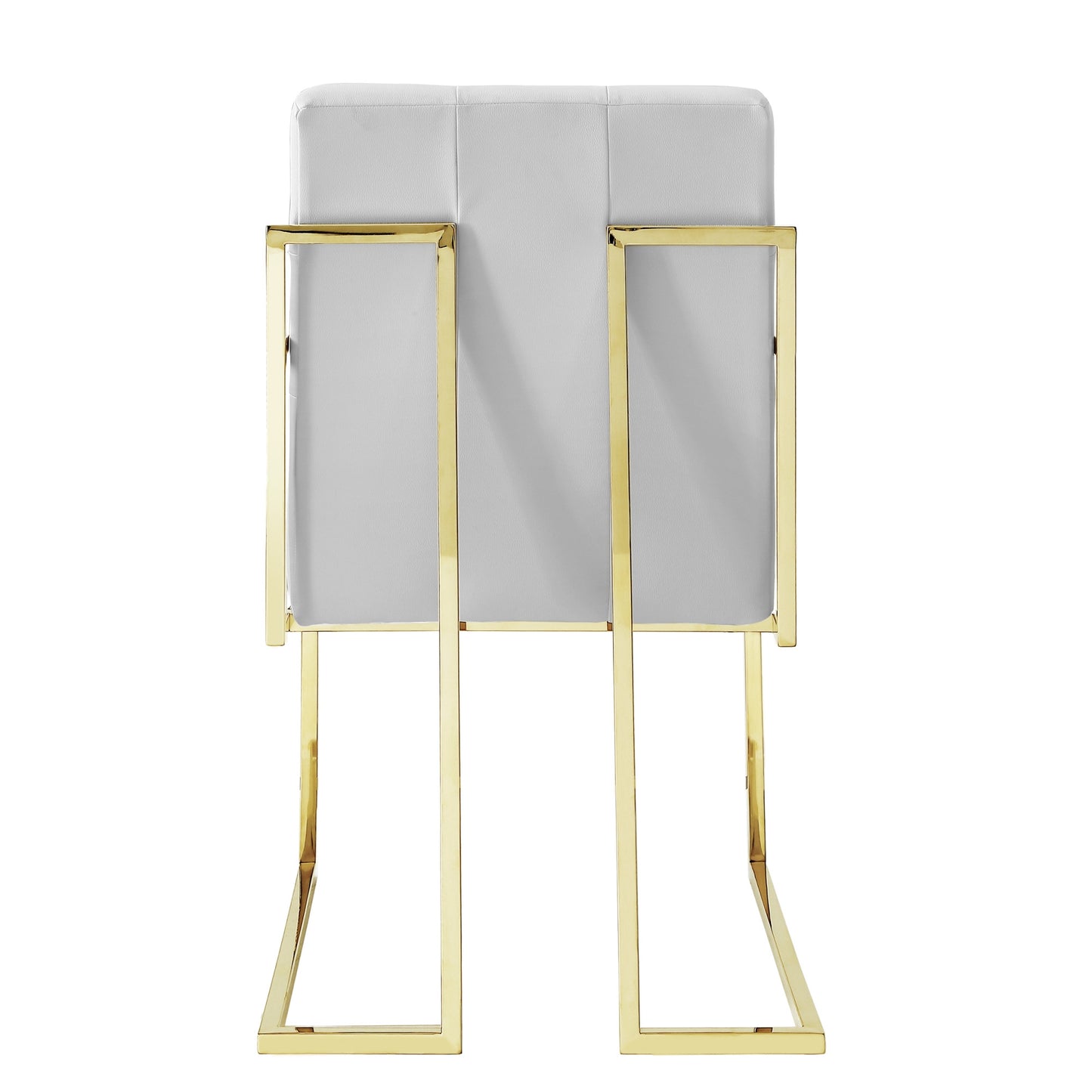 Tufted White & Gold Faux Leather Dining Chairs - Set of 2