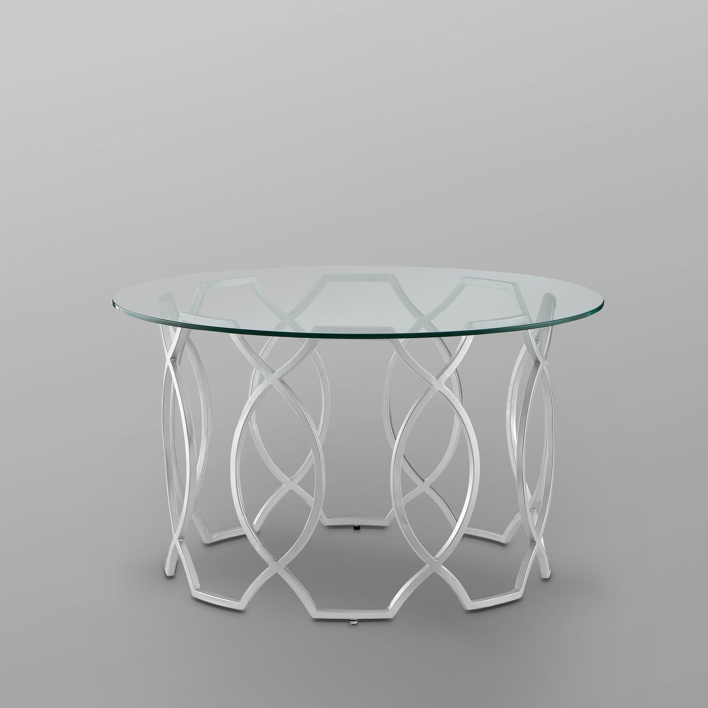 Clear & Silver Glass & Iron Round Coffee Table