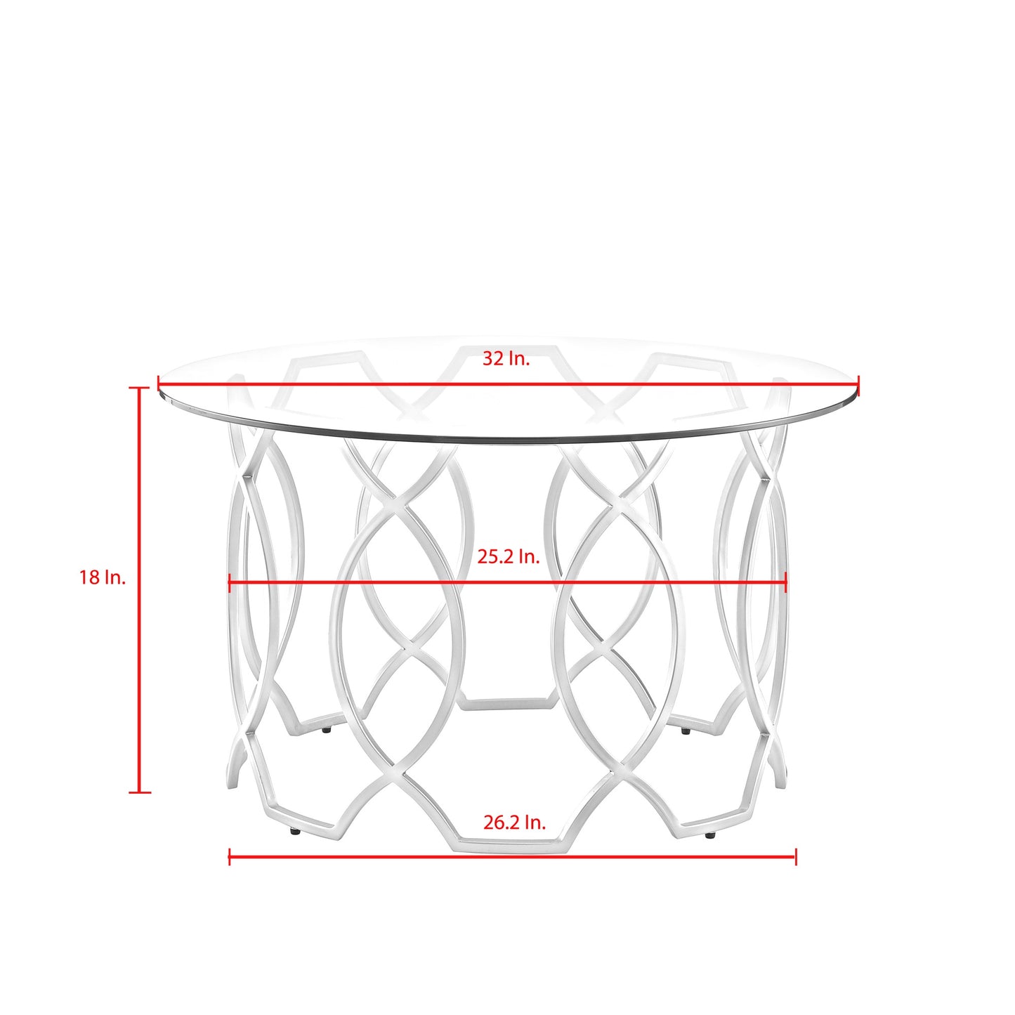 Clear & Silver Glass & Iron Round Coffee Table