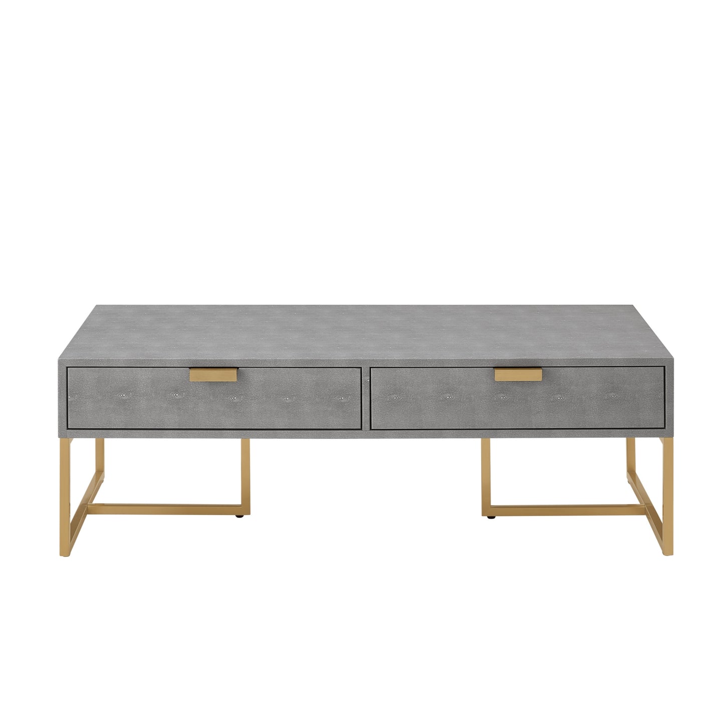 Gray & Gold Stainless Steel Coffee Table w/ 2 Drawers