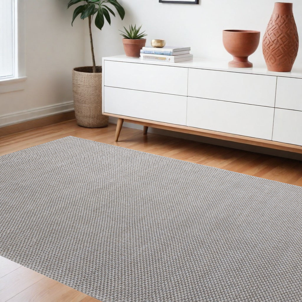 8 x 10 Beige Hand Woven Non Skid Rug