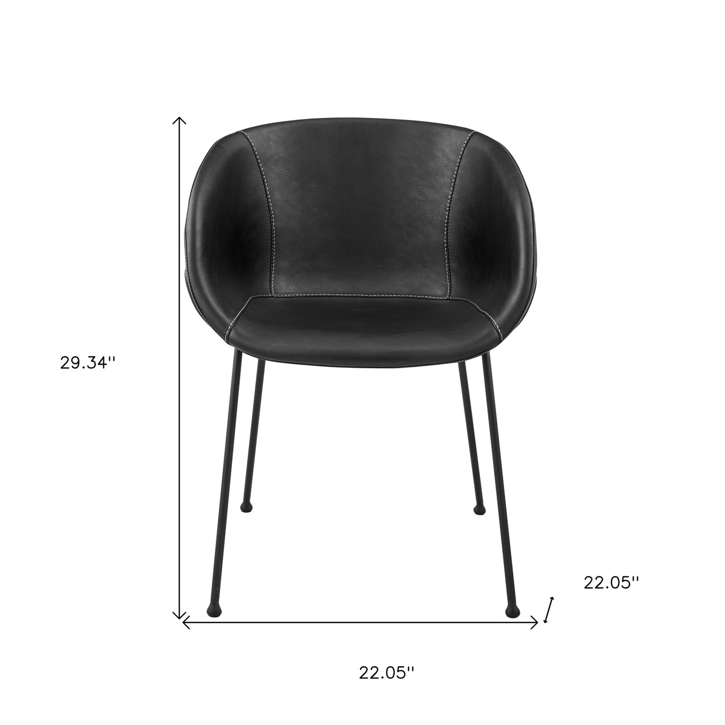 Black Faux Leather Dining Chairs - Set of 2