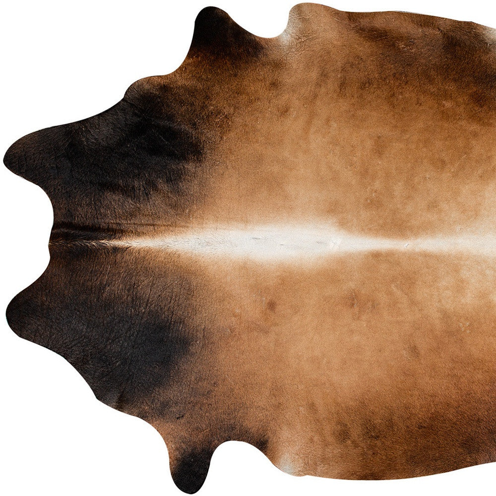 5 x 7 Dark Brown & Tan Genuine Cowhide Hand Knotted Rug