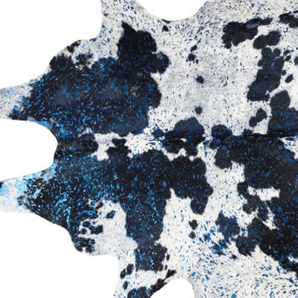 5 x 7 Black & White Cowhide Hand Knotted Rug