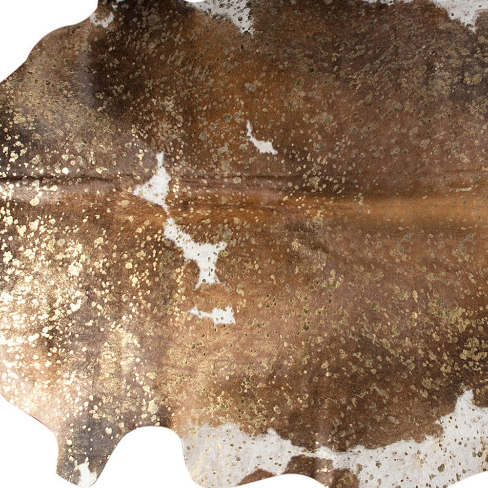 5 x 7 Brown & White Cowhide Hand Knotted Rug