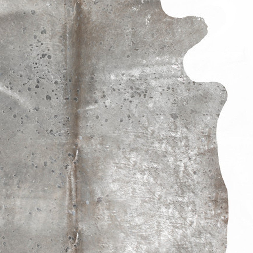 5 x 7 Gray & Silver Genuine Cowhide Hand Knotted Rug
