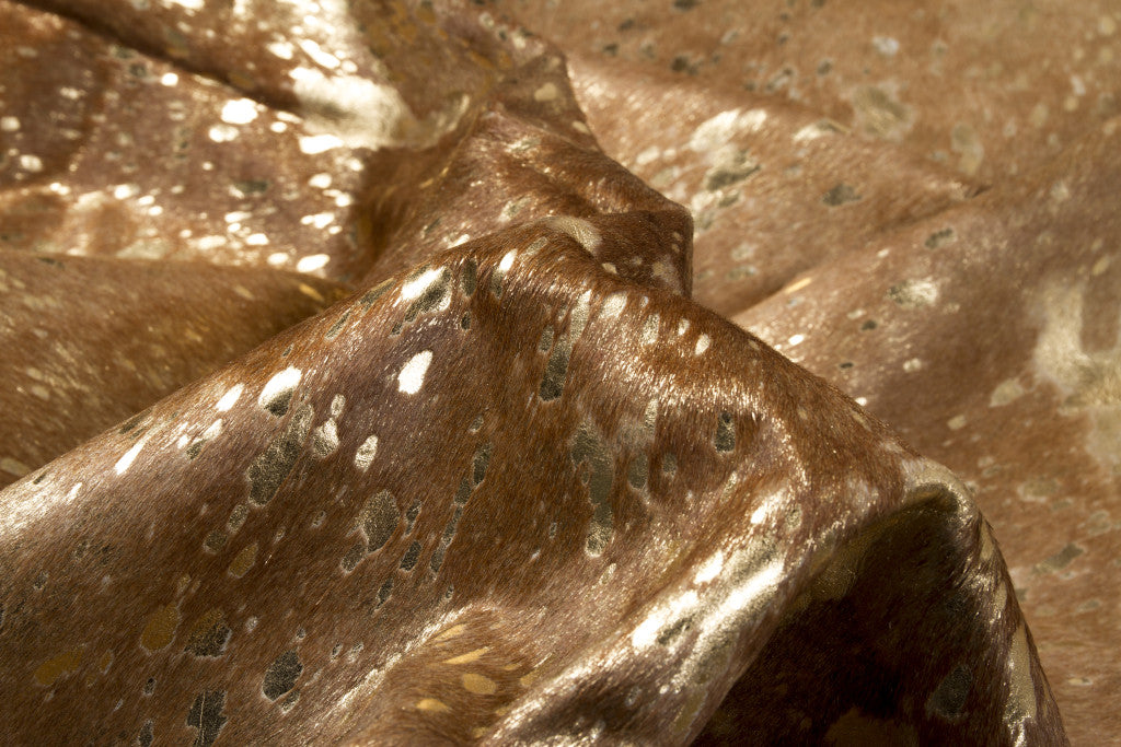 5 x 7 Gold & Brown Cowhide Hand Knotted Rug