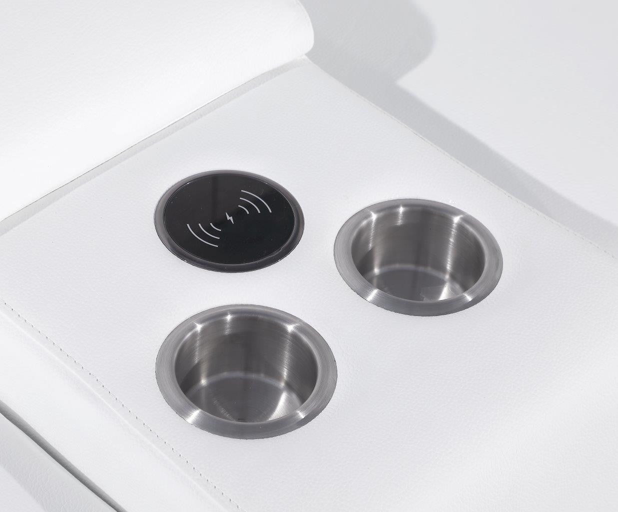 White Italian Leather L Shaped 6 Piece Sectional w/ Console