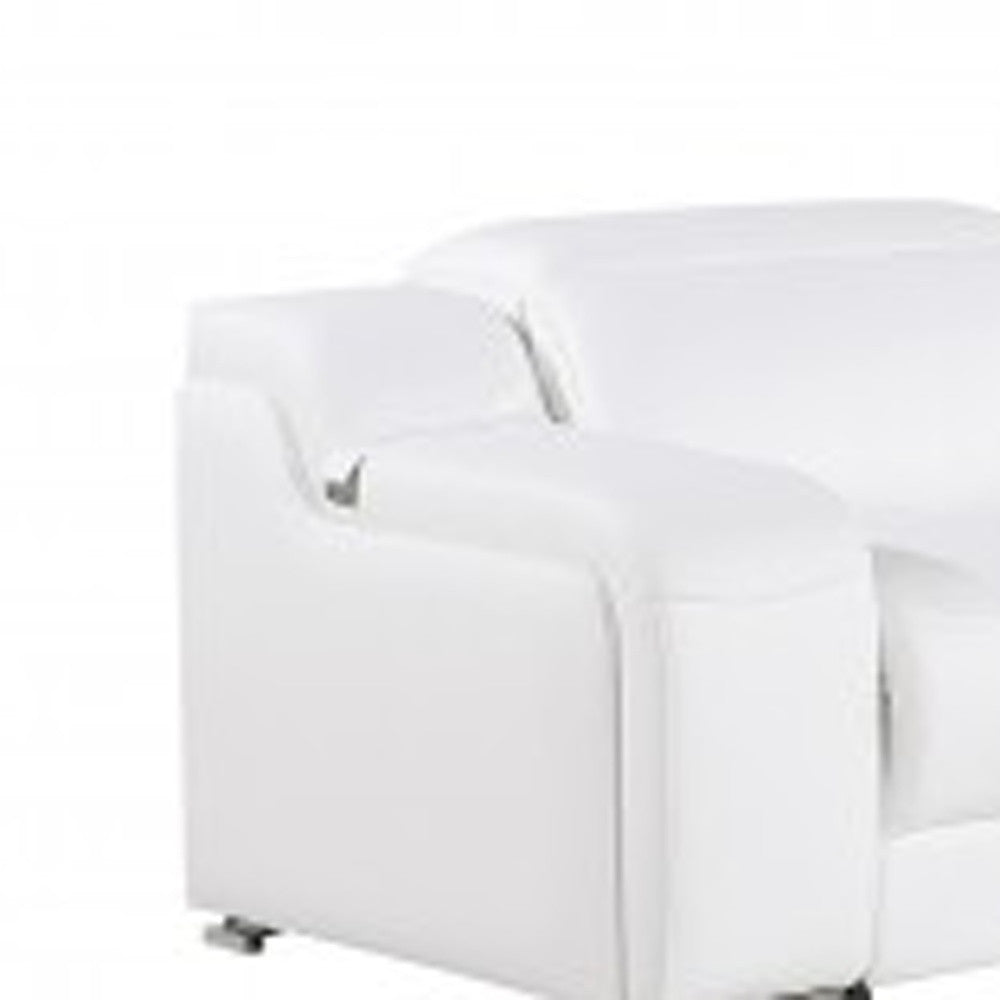 White Italian leather L shaped Seven Piece Sectional w/ Console