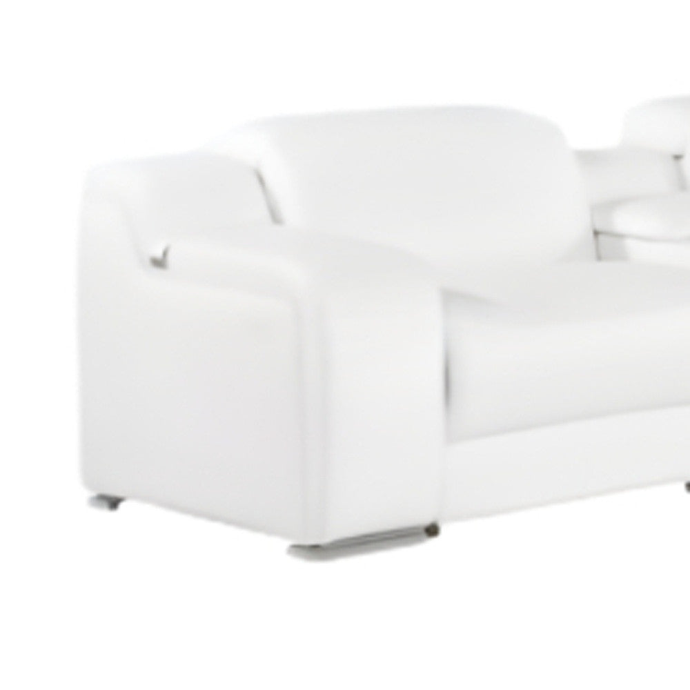 White Italian Leather 4 L Shaped 8 Piece Sectional w/ Console