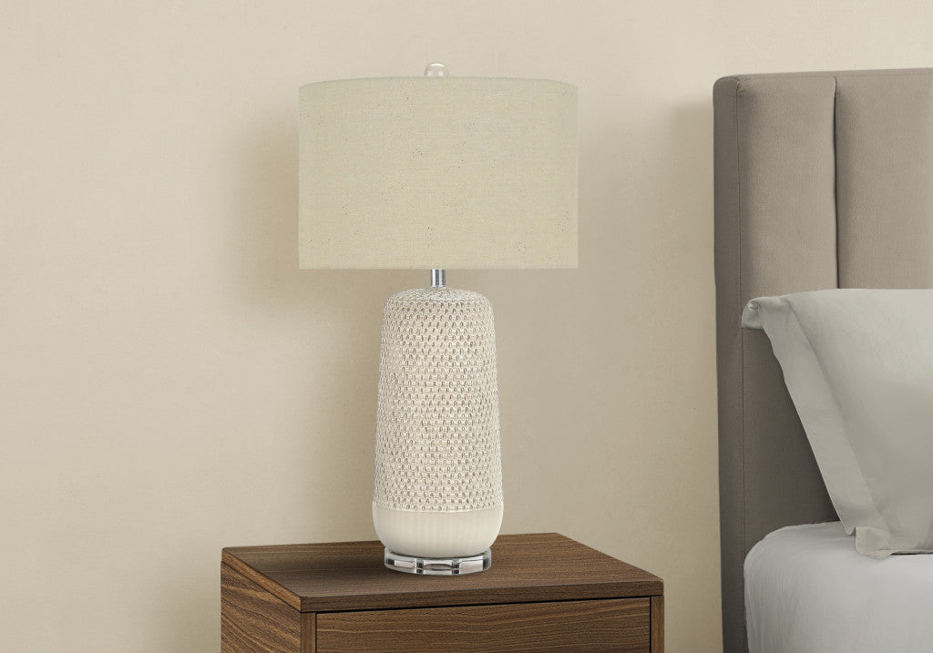 Cream Geometric Table Lamp w/ Shade