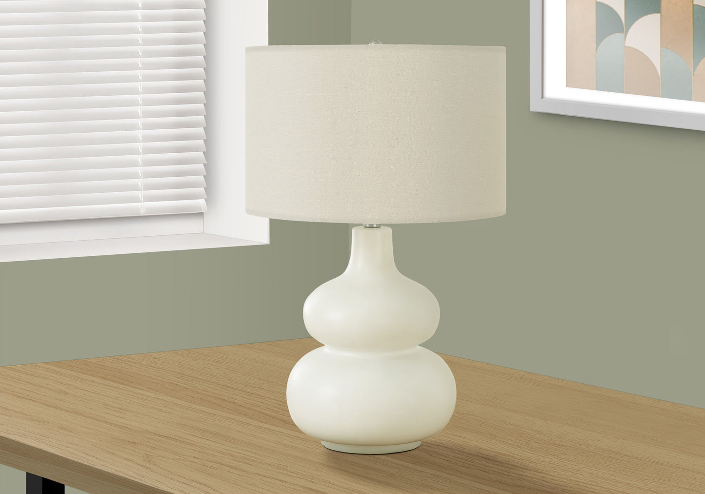 Cream Gourd Table Lamp w/ Shade