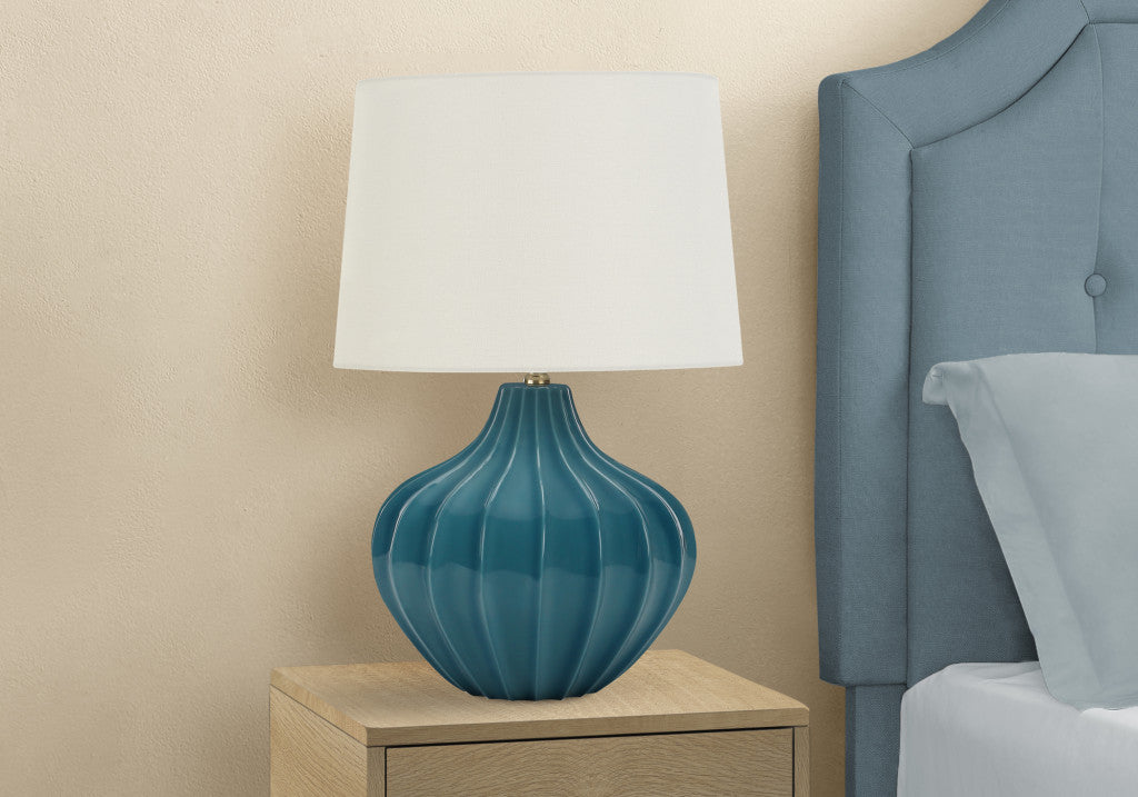 Blue Gourd Table Lamp w/ Shade