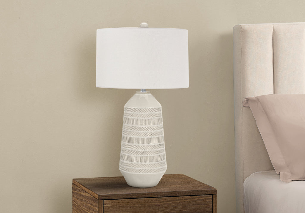 Ivory Geometric Table Lamp w/ Shade