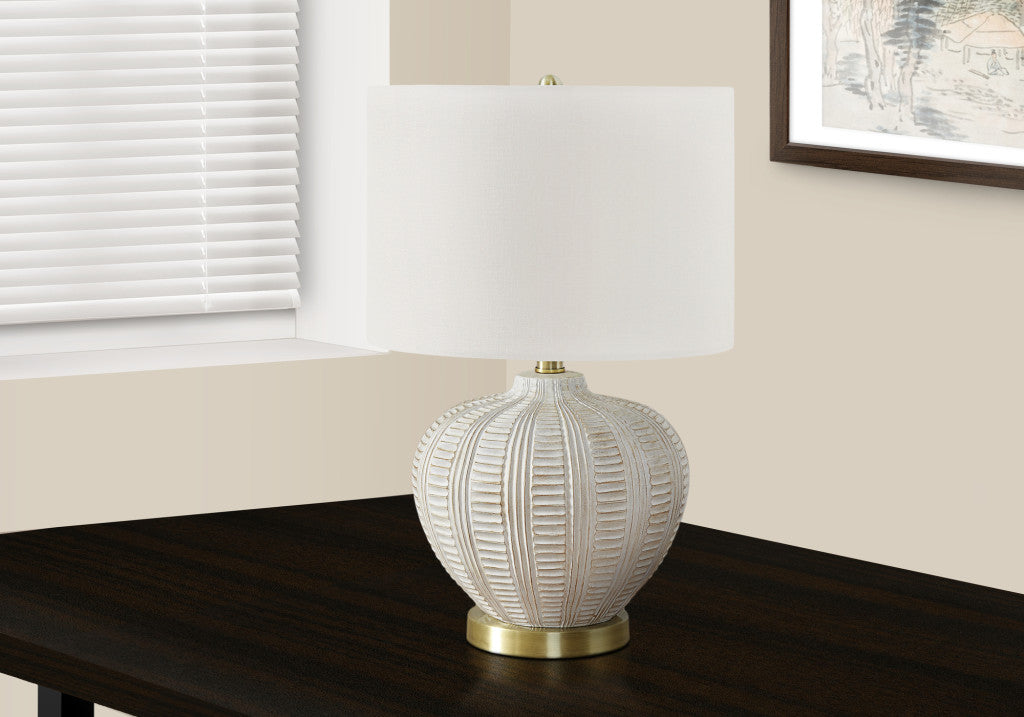Gold & White Urn Table Lamp w/ Shade