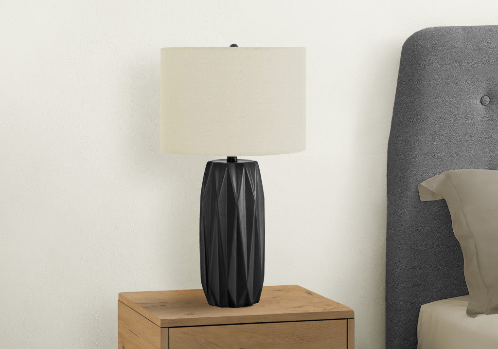 Black Geometric Table Lamp w/ Shade