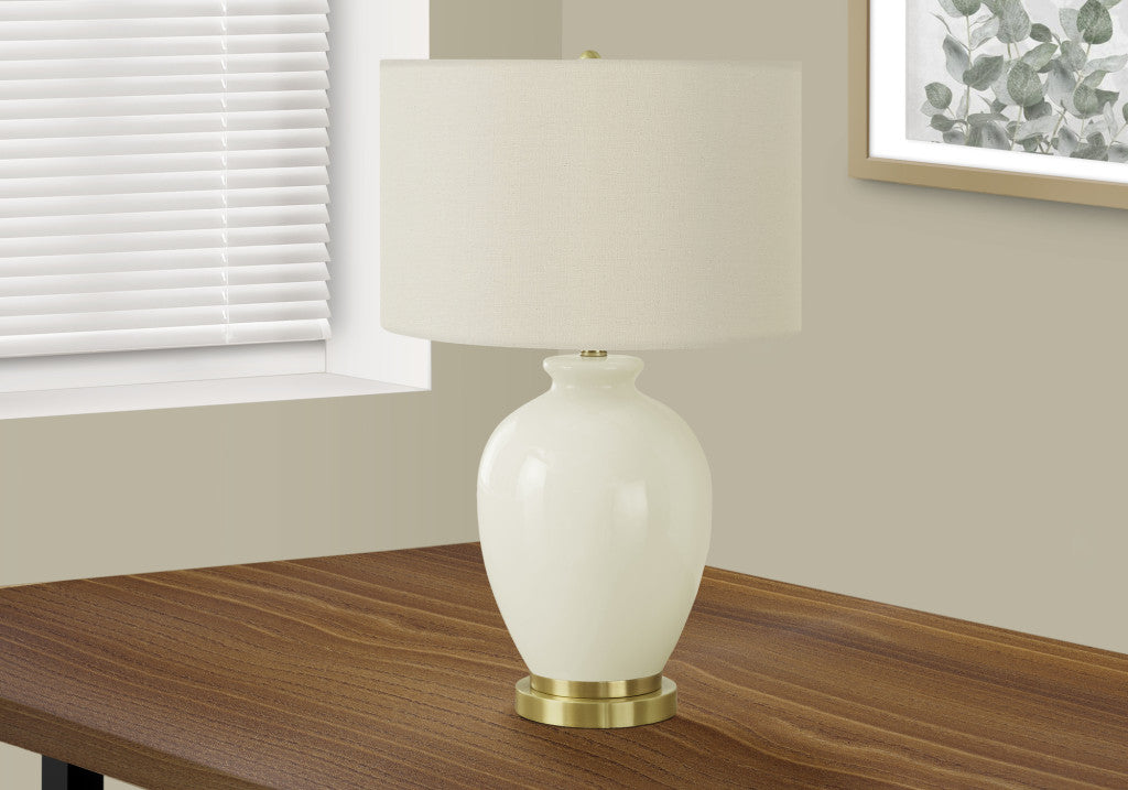 Gold & Ivory Urn Table Lamp w/ Shade