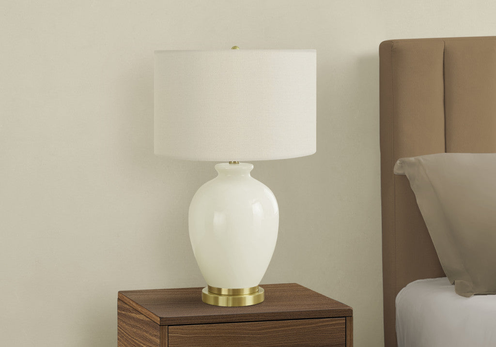 Gold & Ivory Urn Table Lamp w/ Shade