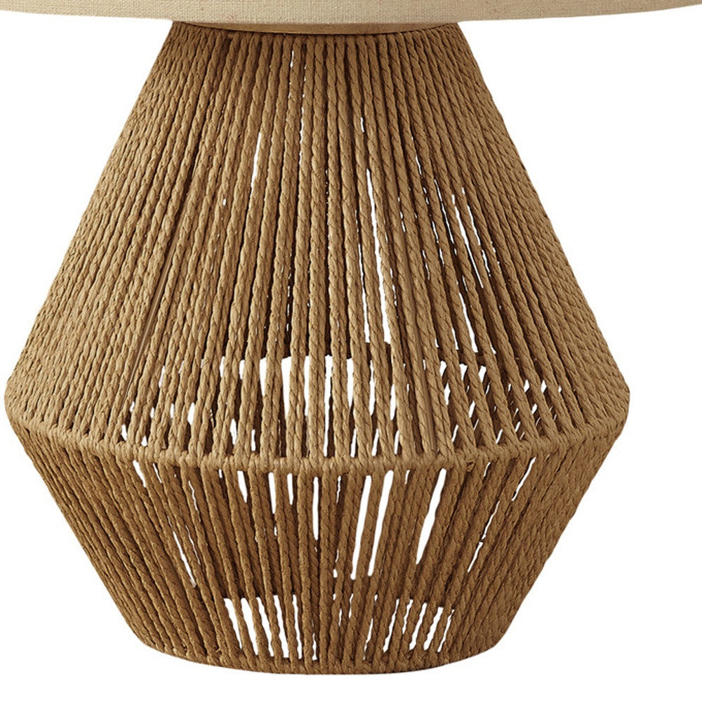 Brown Rattan Geometric Table Lamp w/ Shade