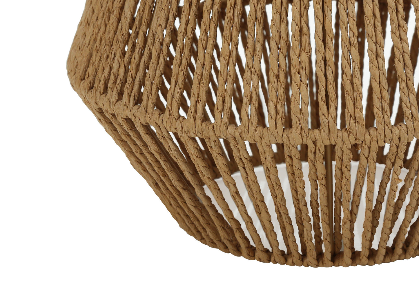 Brown Rattan Geometric Table Lamp w/ Shade
