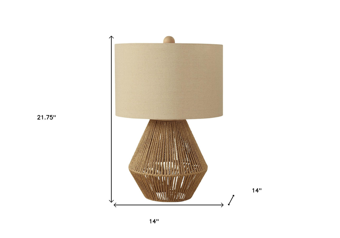 Brown Rattan Geometric Table Lamp w/ Shade