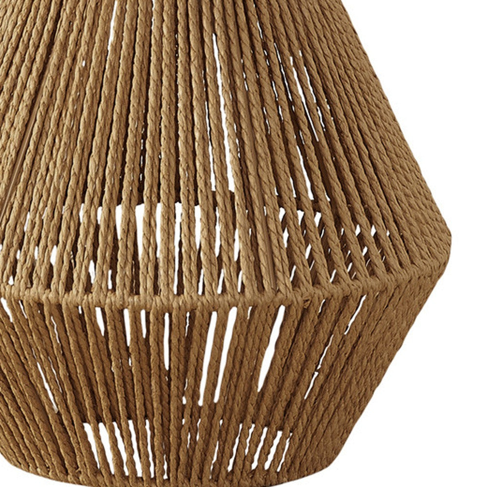 Brown Rattan Geometric Table Lamp w/ Shade