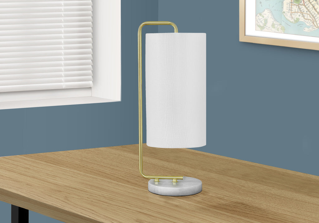Gold & White Marble Table Lamp w/ Shade