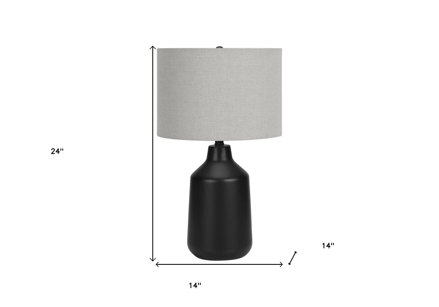 Black Concrete Urn Table Lamp w/ Shade
