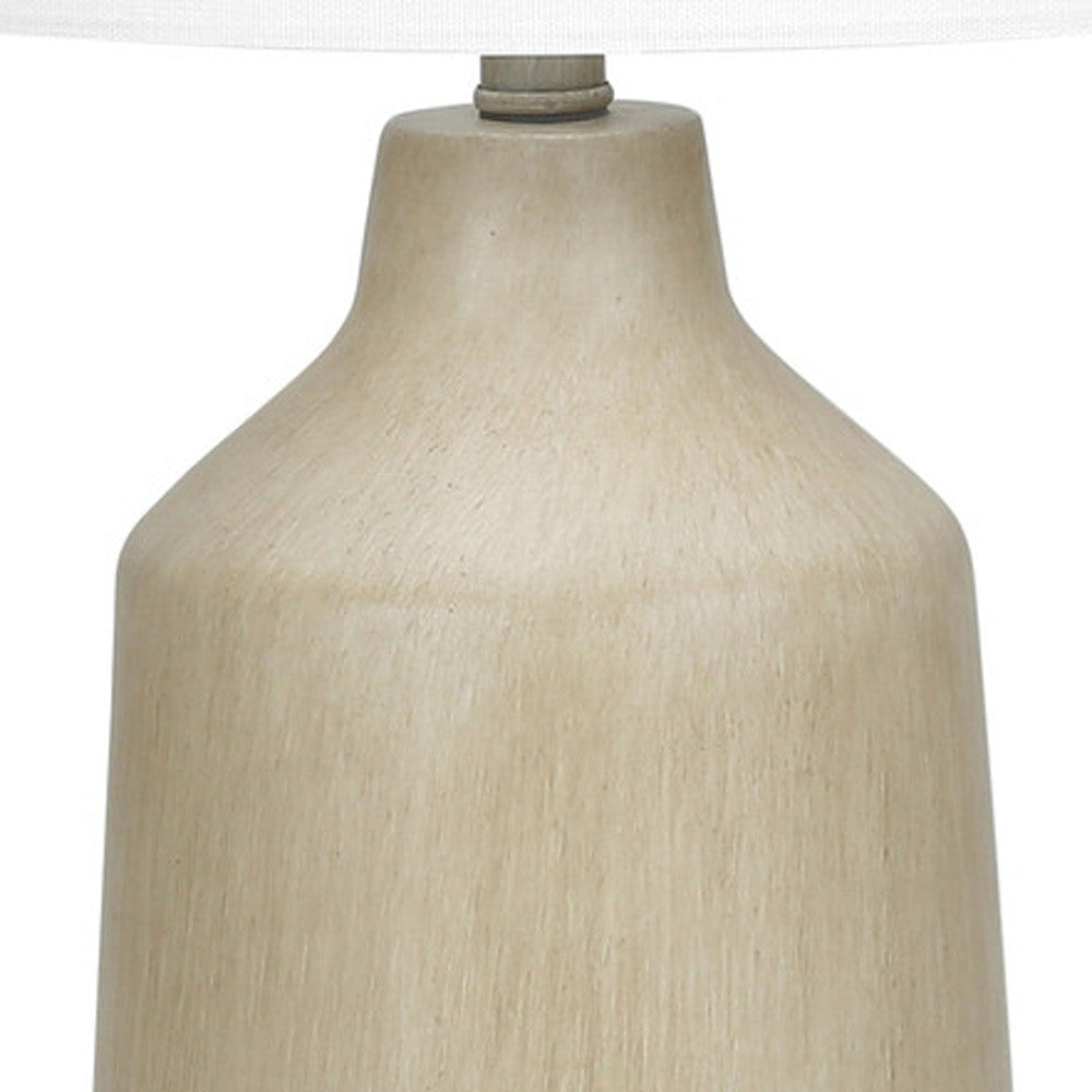 Beige Concrete Urn Table Lamp w/ Shade