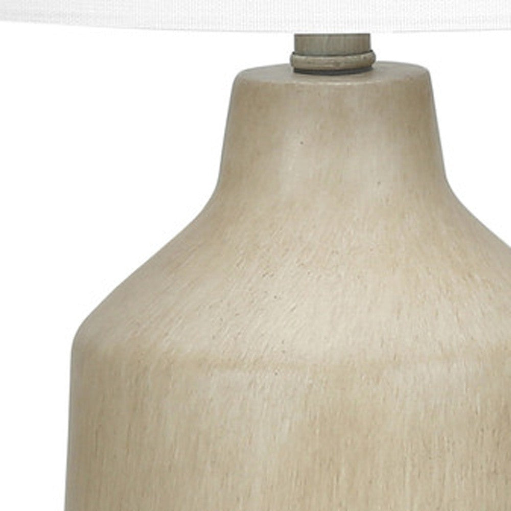 Beige Concrete Urn Table Lamp w/ Shade