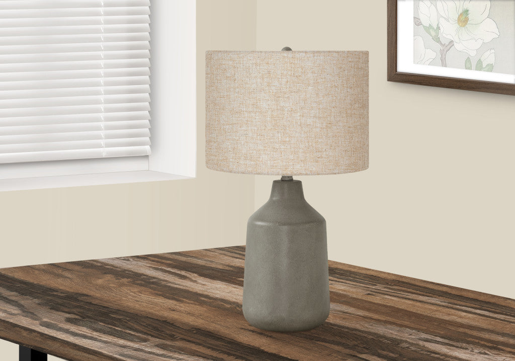 Gray Concrete Urn Table Lamp w/ Shade