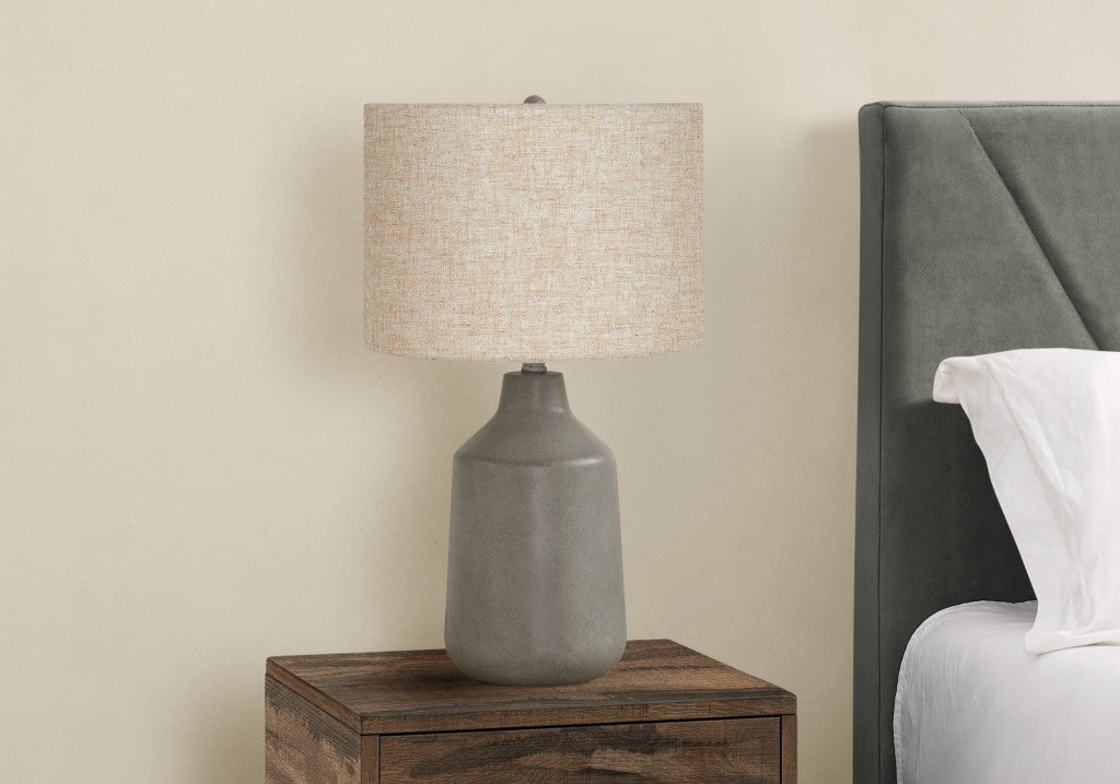 Gray Concrete Urn Table Lamp w/ Shade