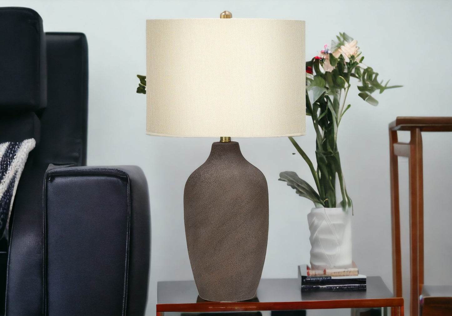 Gray Urn Table Lamp w/ Shade