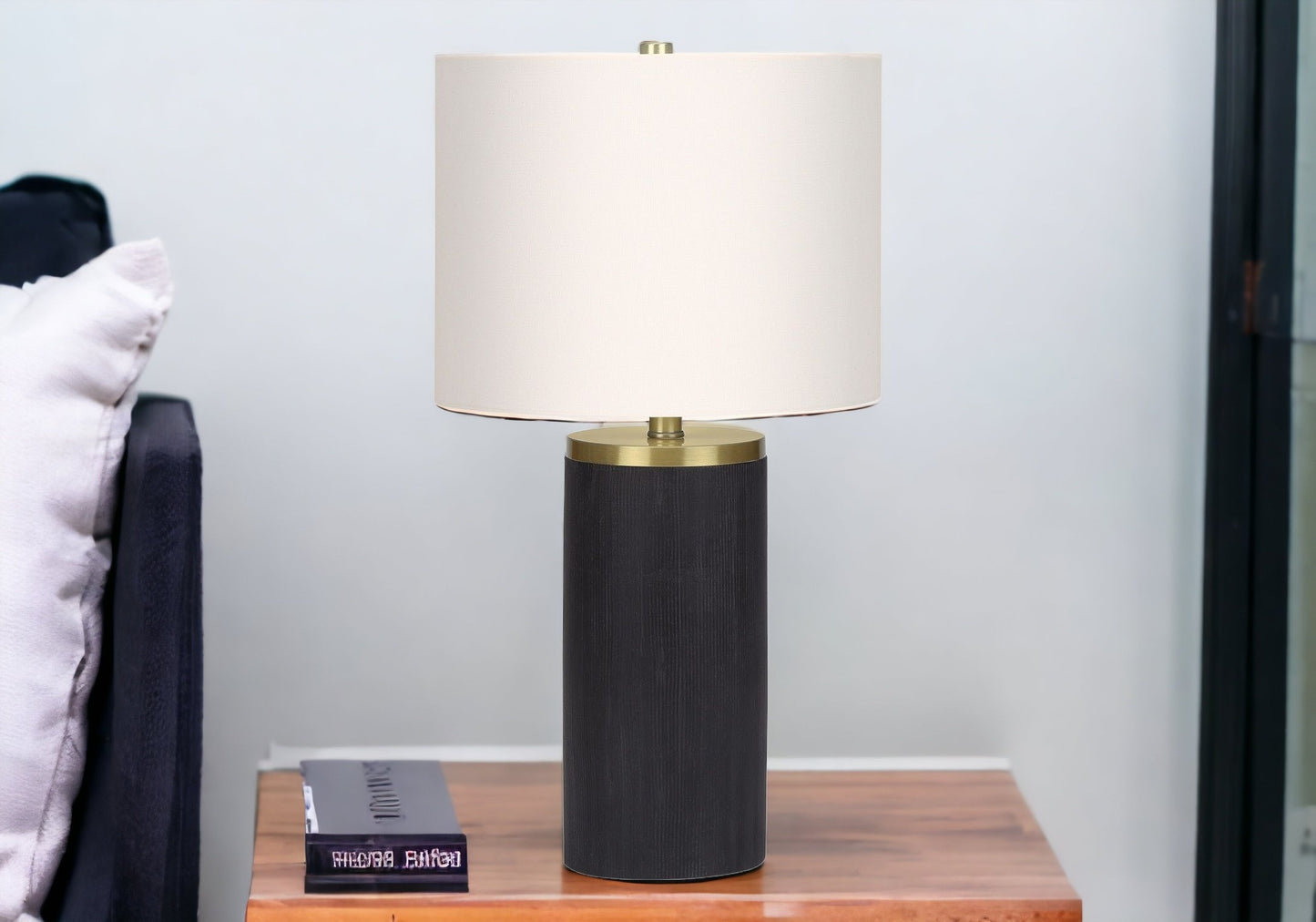 Black & Gold Concrete Table Lamp w/ Shade