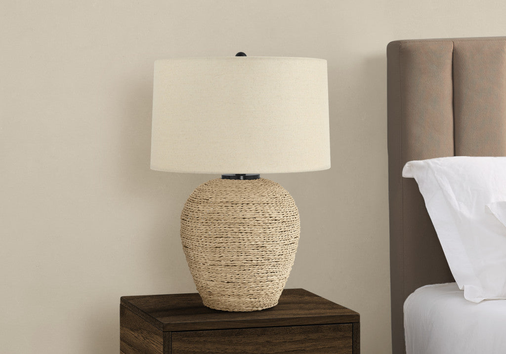 Beige Rattan Table Lamp w/ Shade