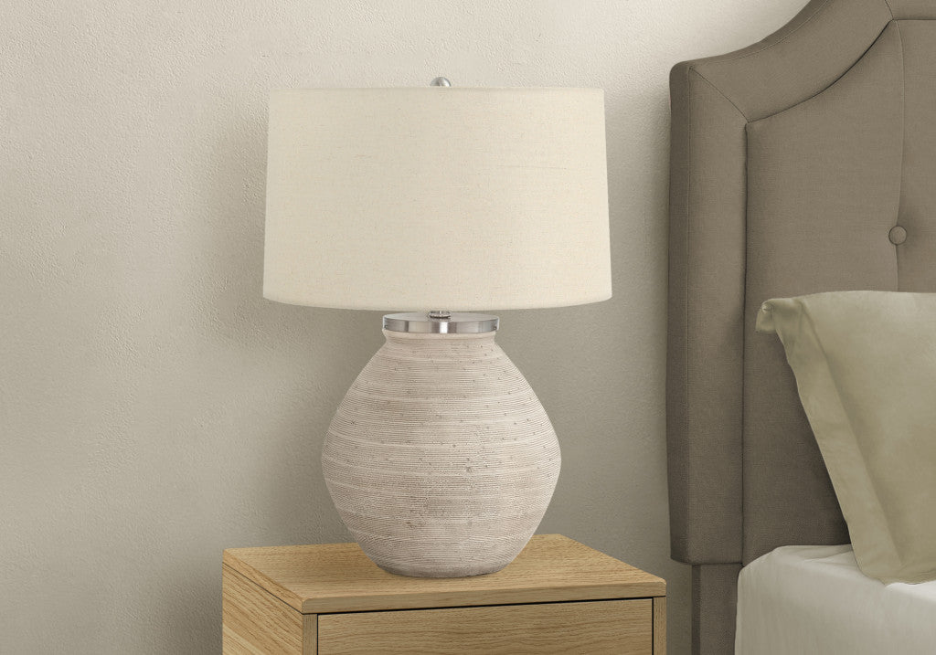 Cream Concrete Table Lamp w/ Shade