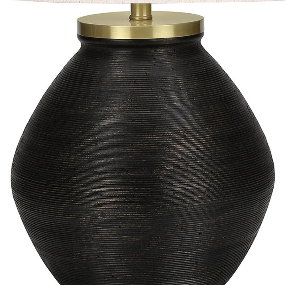 Black & Gold Concrete Table Lamp w/ Shade