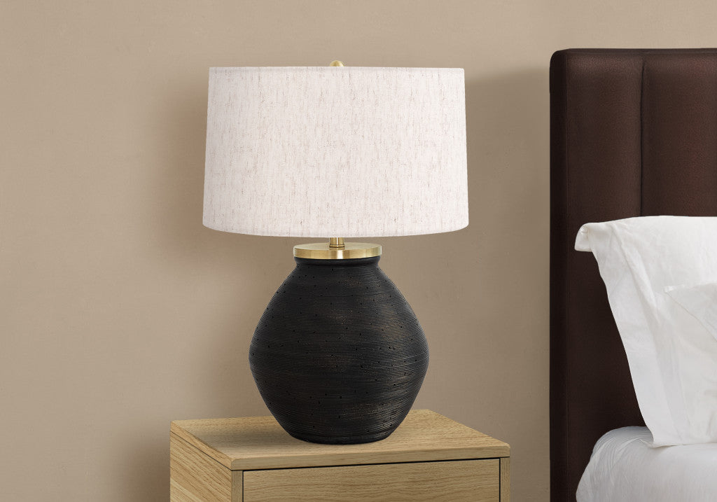 Black & Gold Concrete Table Lamp w/ Shade