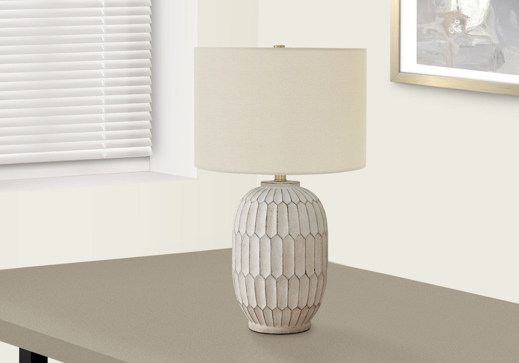 Cream Geometric Table Lamp w/ Shade