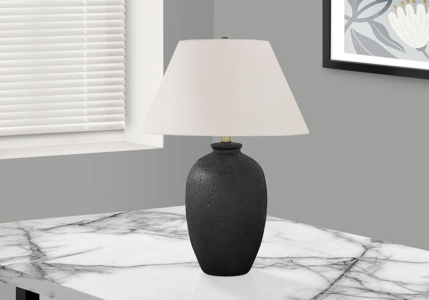 Black Table Lamp w/ Ivory Shade