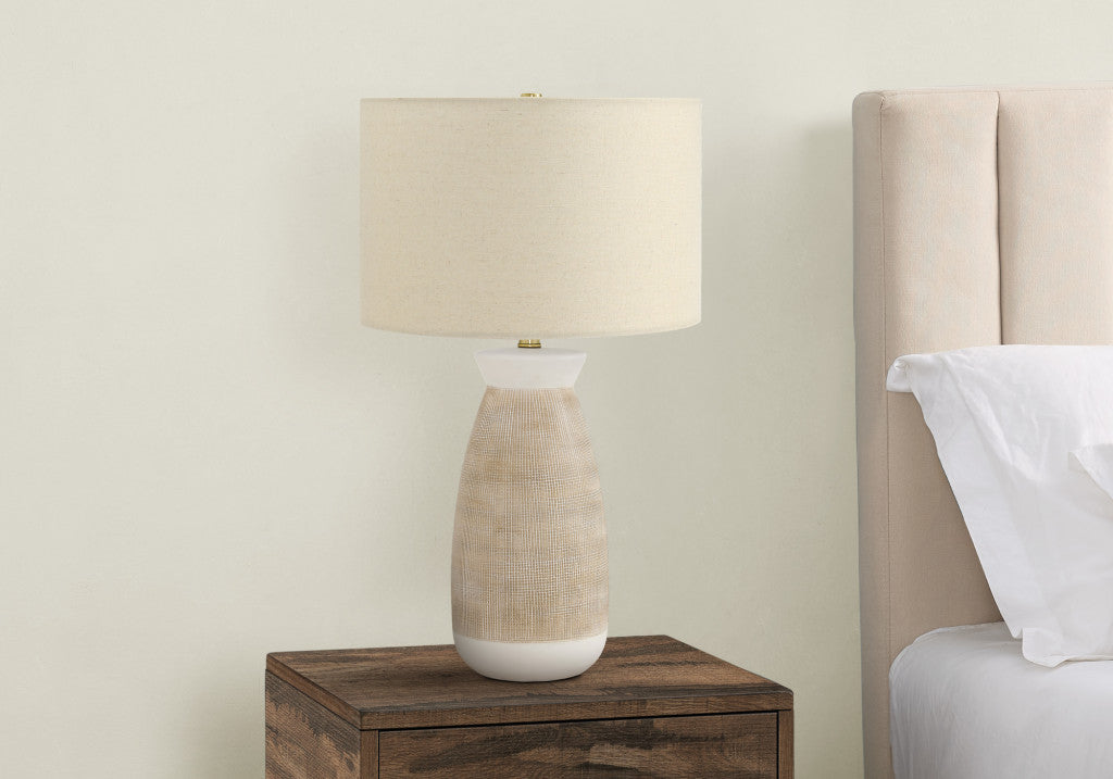 Brown & White Table Lamp w/ Shade
