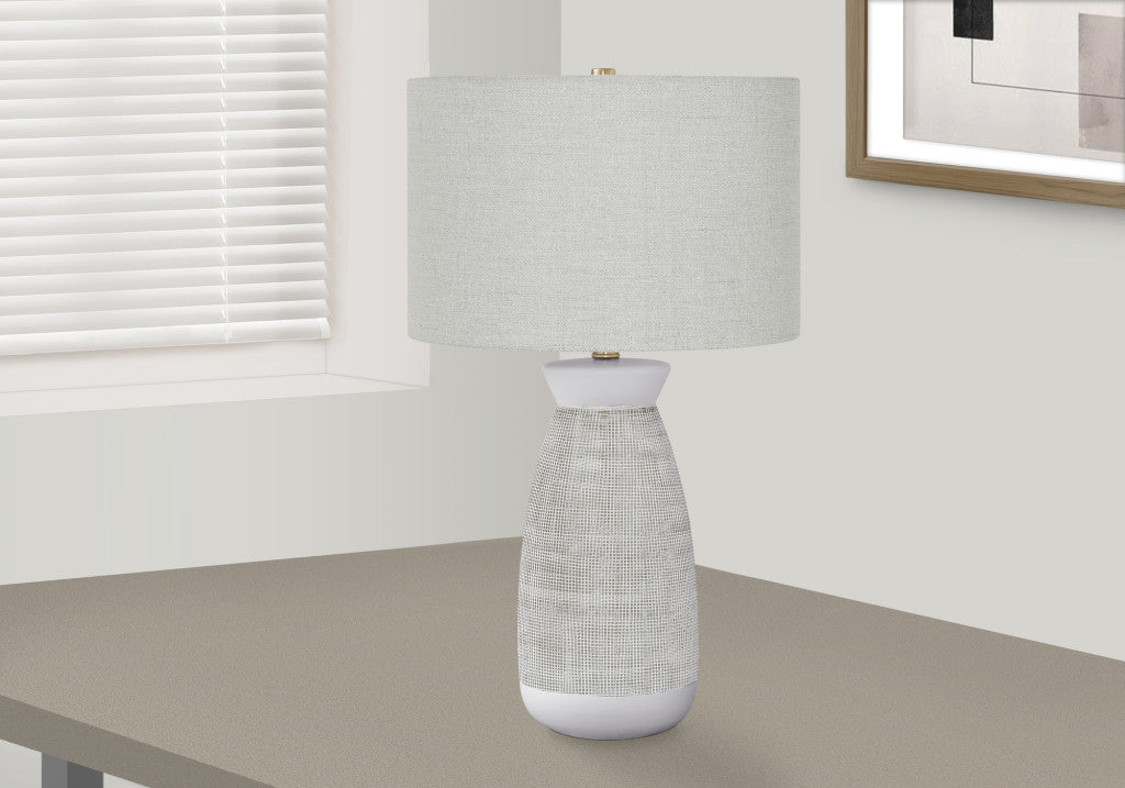 Gray & White Table Lamp w/ Shade