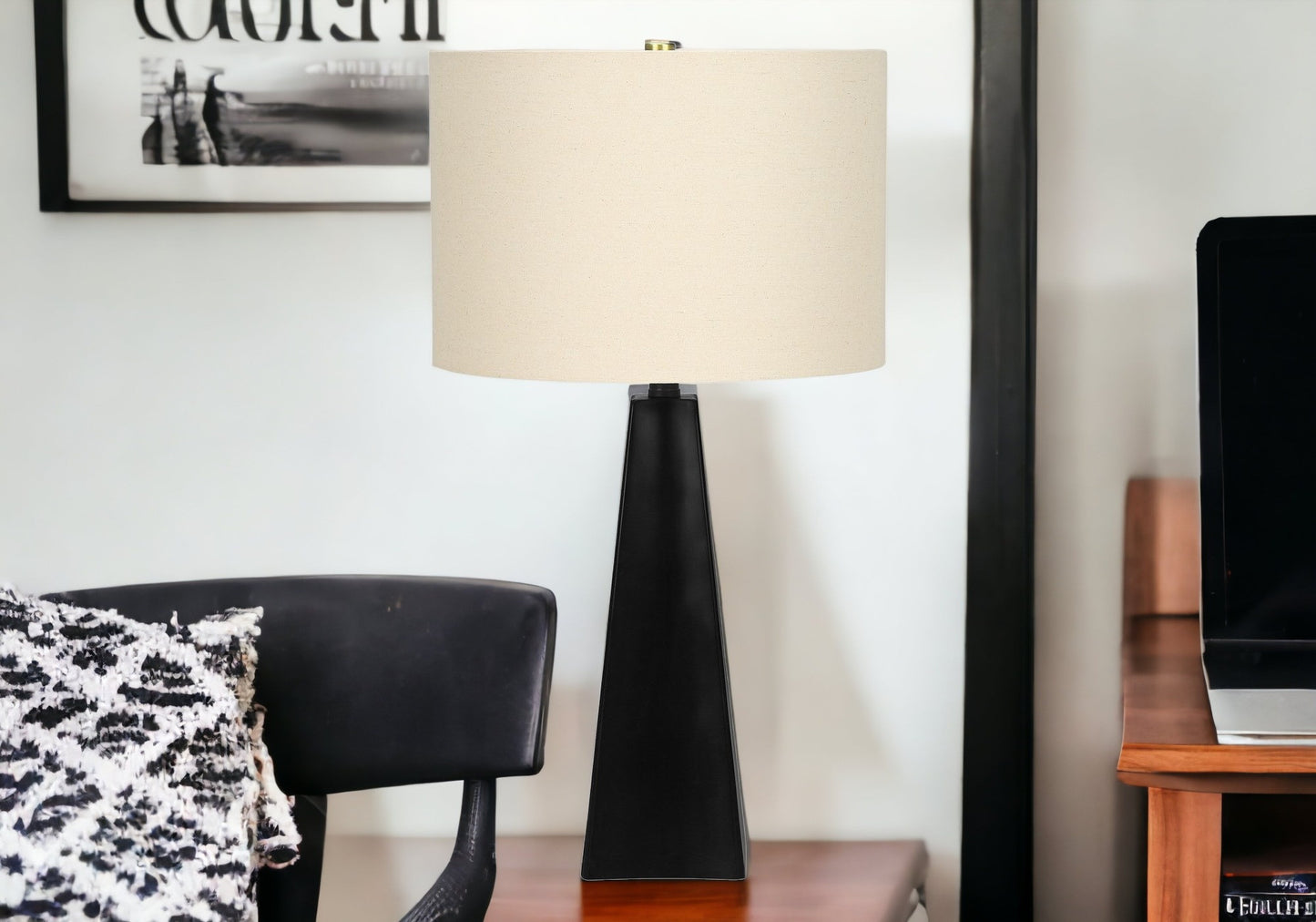 Black Geometric Table Lamp w/ Shade