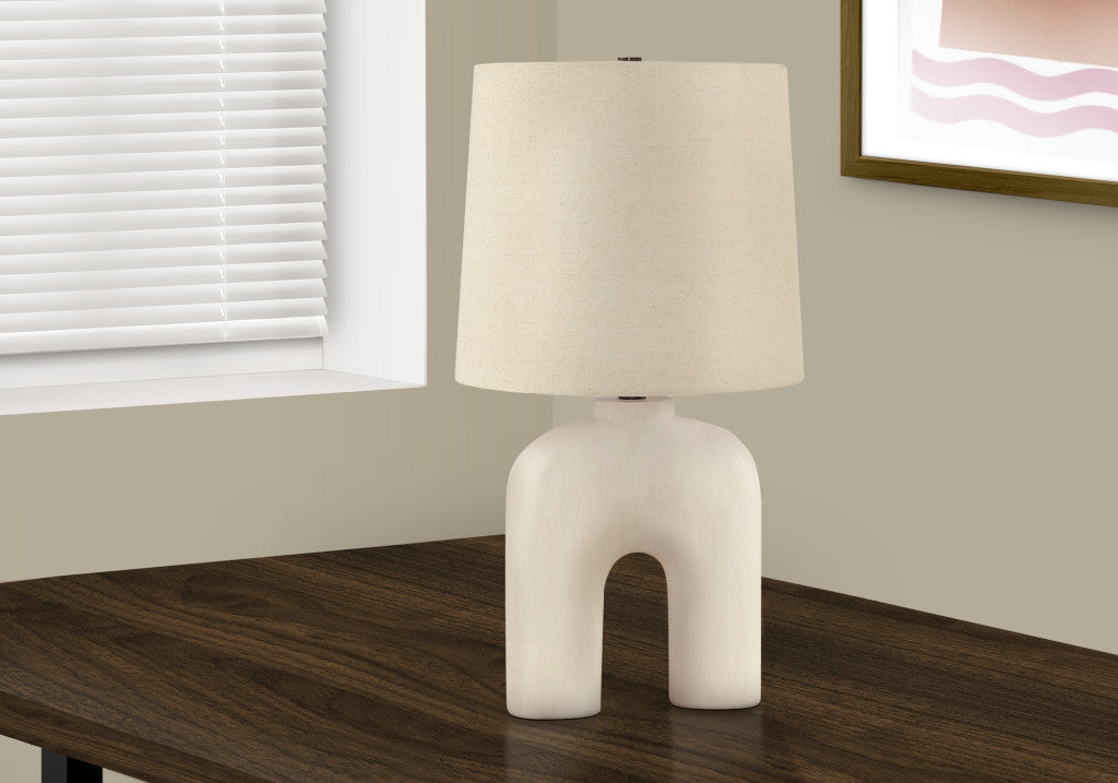 Cream Geometric Table Lamp w/ Shade