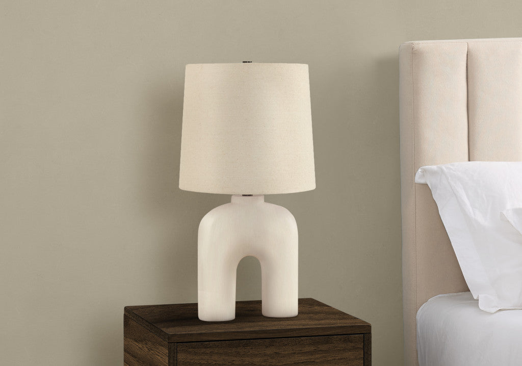 Cream Geometric Table Lamp w/ Shade